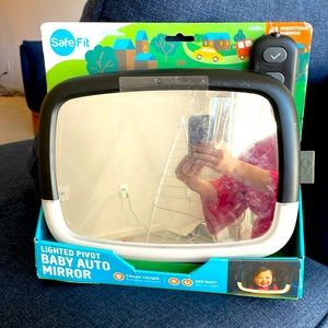 SafeFit® Lighted Pivot Baby Auto Mirror, Crash-Tested, Shatter Resistant, Black